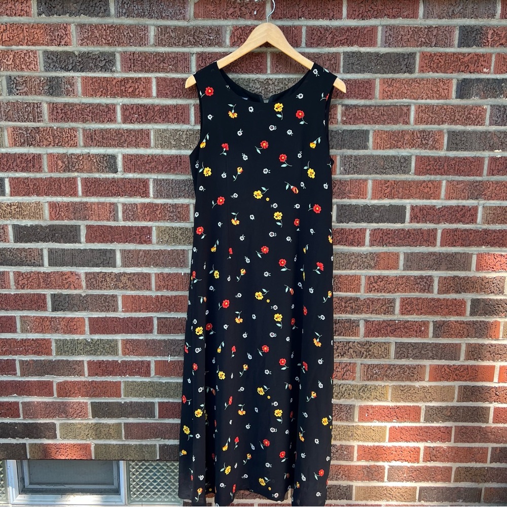Event Collection Black and Red and Yellow Mini Floral Sleeveless Maxi Dress - Picture 1 of 3